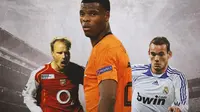 Ilustrasi - Dennis Bergkamp, Denzel Dumfries, Wesley Sneijder (Bola.com/Adreanus Titus)