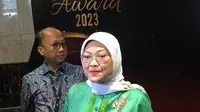 Menteri Ketenagakerjaan (Menaker) Ida Fauziyah dalam Penganugerahan Penghargaan Naker Award 2023, di Jakarta, Jumat (1/12/2023). (Tira/Liputan6.com)