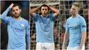 Manchester City berpotensi ditinggalkan sejumlah pemain bintang mereka karena tidak boleh berlaga di pentas Liga Champions dan kompetisi turunannya selama dua musim. Berikut pemain Manchester City yang diprediksi bakal hengkang di musim panas nanti. (Kolase foto AFP)