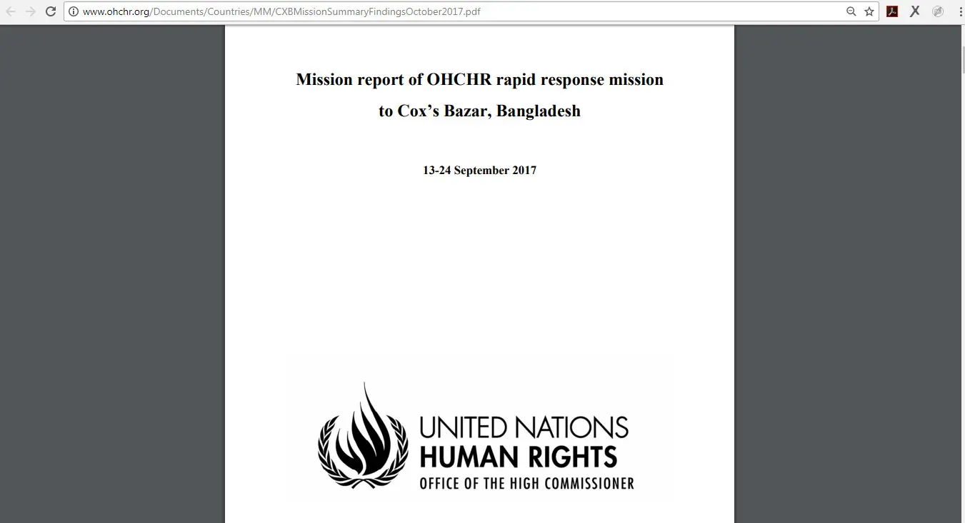 Mission report of OHCHR rapid response mission to Cox’s Bazar, Bangladesh (sumber: OHCHR)