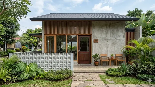 7 Desain Rumah Sederhana dengan Perpaduan Kayu dan Beton Ekspos yang Modern