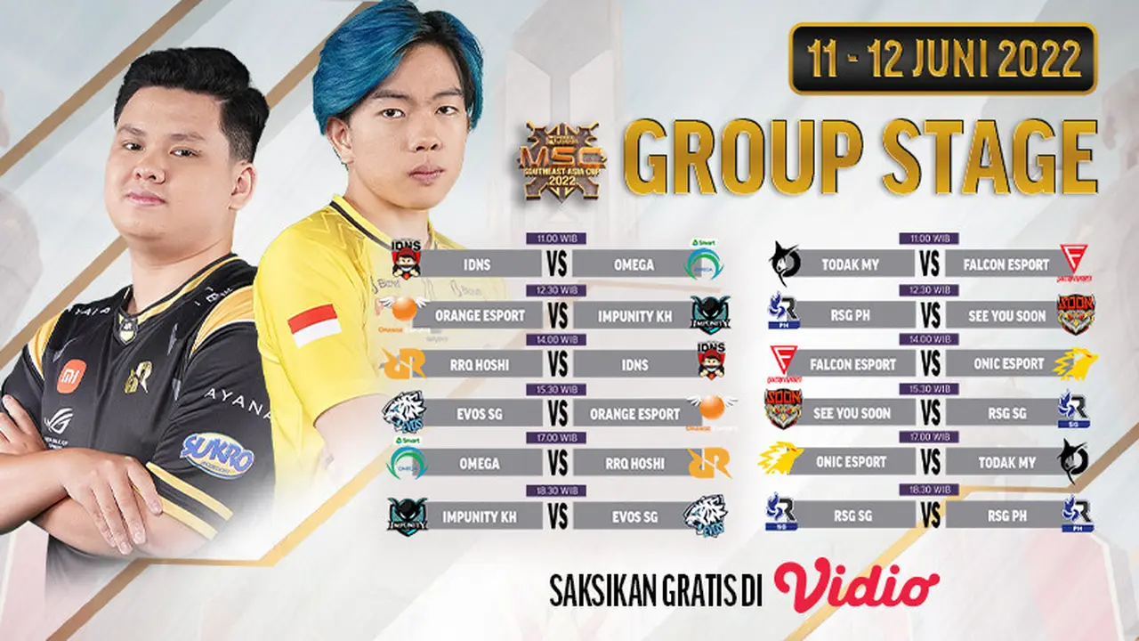 Link Live Streaming MSC 2022 Group Stage Pekan Perdana di Vidio, Minggu 12 Juni 2022