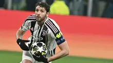 Gelandang Juventus asal Italia #5, Manuel Locatelli, merayakan gol dari penalti pada laga leg kedua babak playoff 16 besar Liga Champions UEFA antara Juventus FC dan Galatasaray SK di Stadion Allianz, Turin, 26 Februari 2026. (Isabella BONOTTO / AFP)