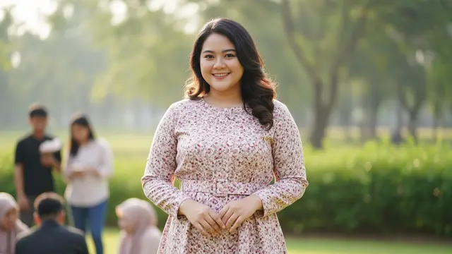 Tunik Motif Floral dengan Sabuk