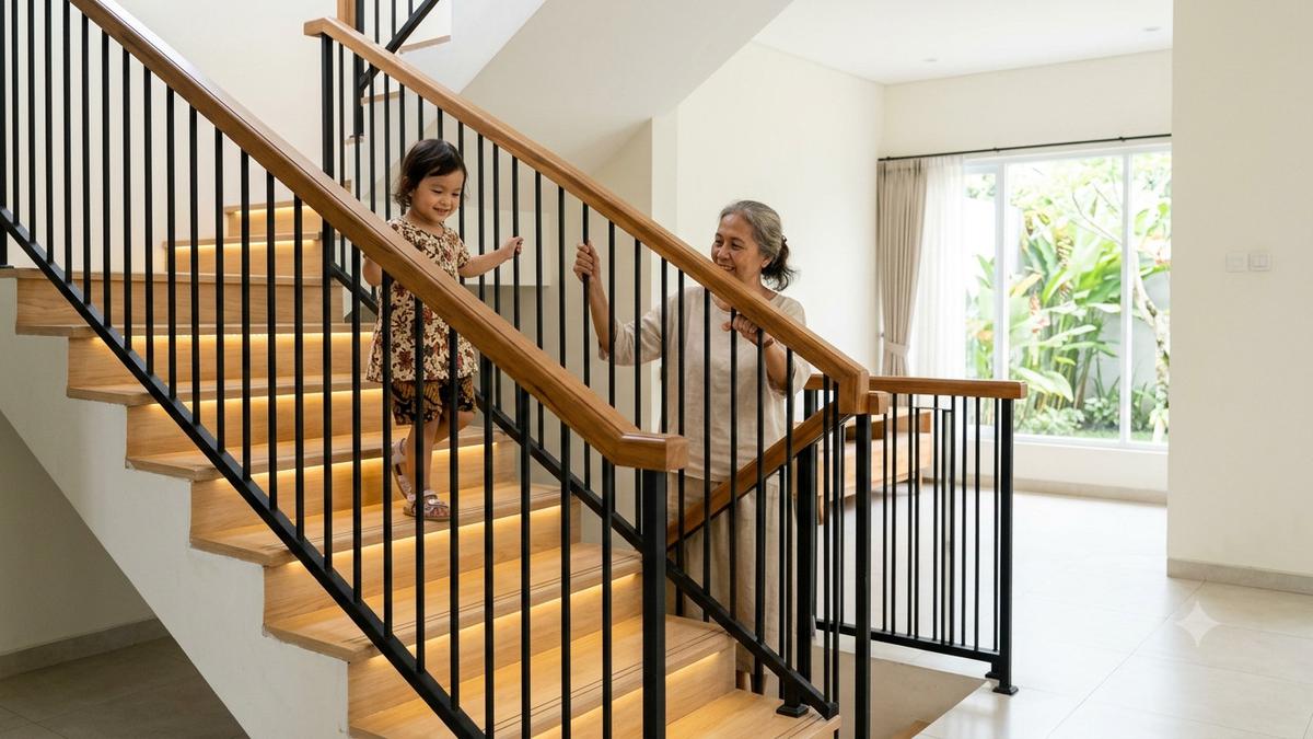 7 Desain Railing Tangga Ramah Anak dan Lansia, Aman Tanpa Mengurangi Estetika Rumah