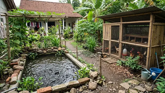 9 Desain Kandang Ayam dan Kolam Lele dalam Satu Lahan untuk Rumah Kecil