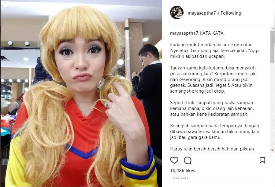 Maya Septha kerap menasihati warganet melalui Instagram (Foto: Instagram)