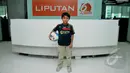 Tristan Alif Naufal mengaku mengidolakan Steven Gerard saat berkunjung ke Liputan6.com. Foto diambil pada Jumat (6/2/2015). (Liputan6.com/Johan Tallo)