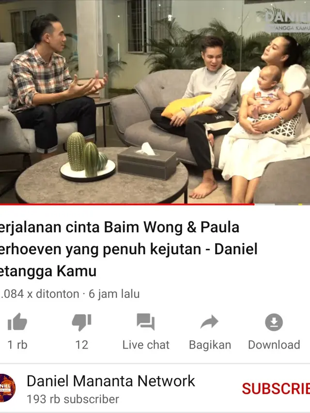 Unggahan Daniel Mananta. (Foto: YouTube Daniel Mananta Network)