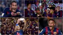 Berikut ini foto-foto beragam selebrasi emosional Neymar bersama Barcelona, klub yang akan ditinggalkannya. Bintang Brasil itu akan segera bergabung dengan PSG. (Kolase foto-foto dari AFP)