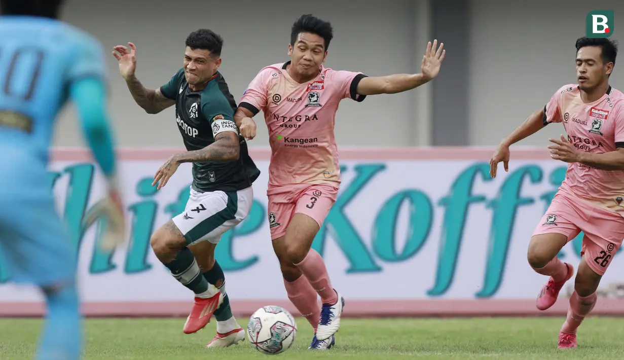Persikabo 1973 dan Madura United harus puas berbagi angka dalam duel pekan pertama BRI Liga 1 2021/2022 di Indomilk Arena, Tangerang, Jumat (3/9/2021). (Foto: Bola.com/Ikhwan Yanuar)