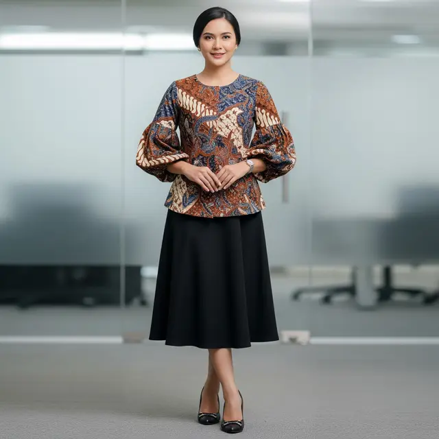 Model Atasan Batik Bawahan Rok Hitam