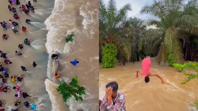 Banjir di Riau Jadi Objek Wisata