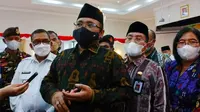 Menteri Agama Yaqut Cholil Qoumas saat berada di Pekanbaru. (Liputan6.com/M Syukur)