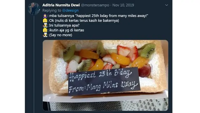 7 Potret Tulisan Kocak di Kue Ulang Tahun Ini Bikin Geleng Kepala