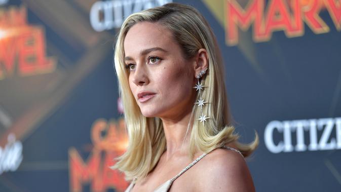 Aktris Brie Larson berpose saat menghadiri pemutaran perdana film 