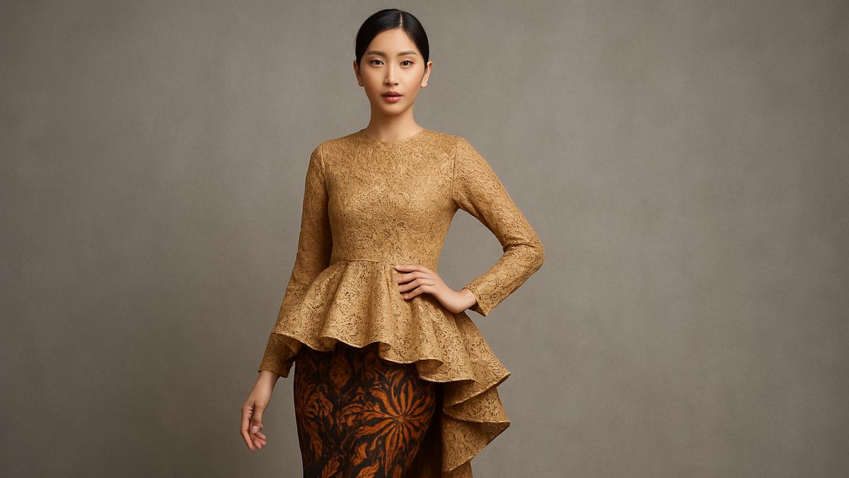 7 Model Dress Batik Peplum Kombinasi Brokat, Bikin Siluet Tubuh Lebih Proporsional