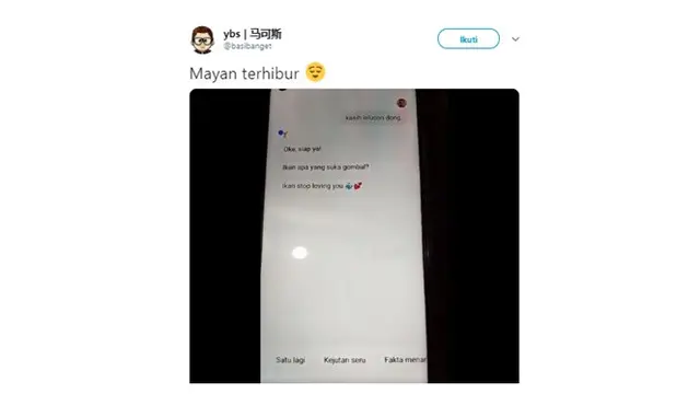 Tebakan Asisten Google (Sumber: Twitter/basibanget)