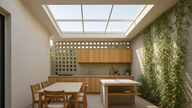 7 Desain Dapur Semi Outdoor dengan Atap Transparan, Terang Alami dan Estetik