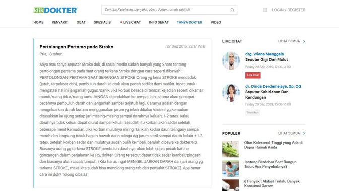 [Cek Fakta] Viral Penanganan Awal Stroke dengan Keluarkan Darah, Faktanya?