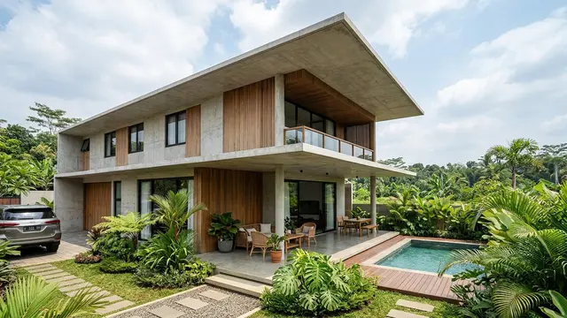 Rumah Minimalis Modern dengan Teritisan Dak Beton (AI Generated)