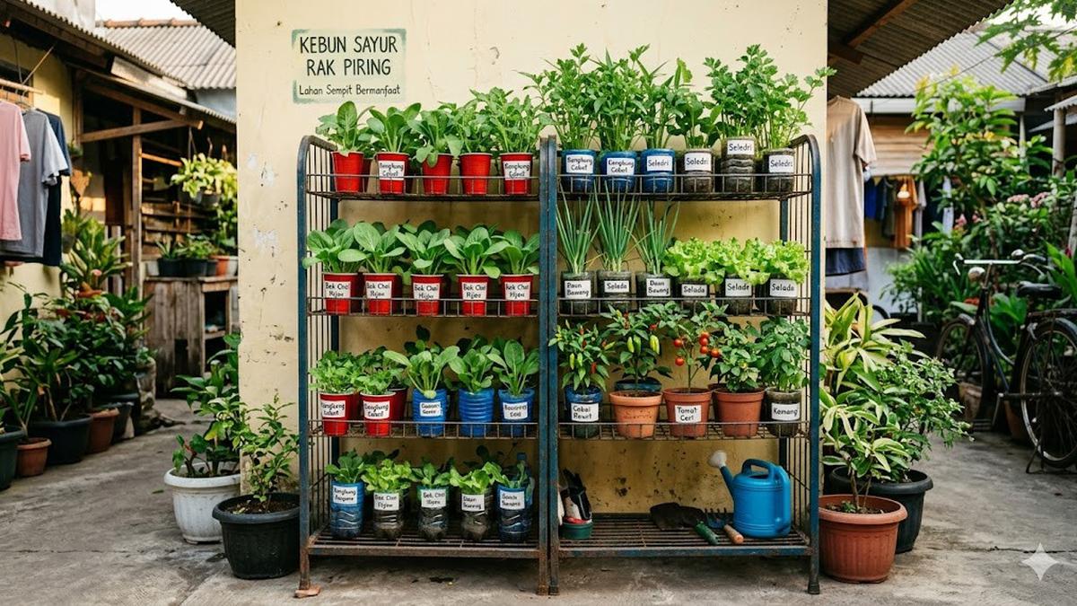 10 Ide Kebun Sayur dari Rak Piring Bekas, Ciptakan Taman Vertikal Estetik