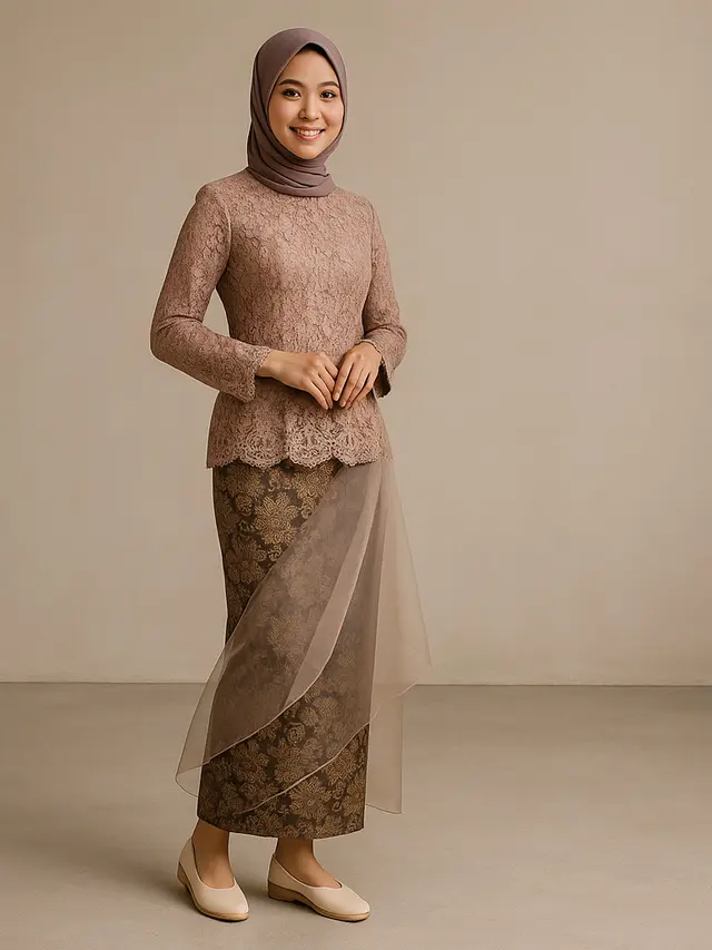 Tren Model Batik Brokat Kombinasi Rok Span Modern 2025/Ilustrasi AI