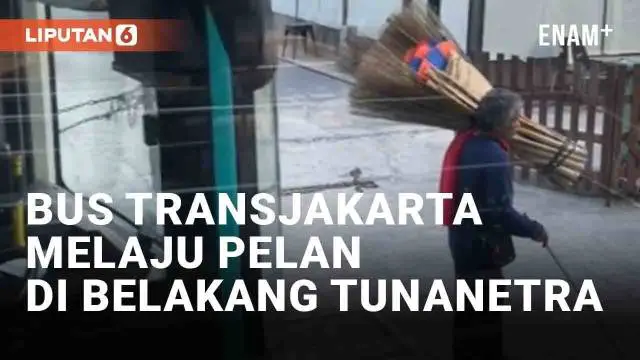 Beredar momen mengharukan di media sosial terkait bus transjakarta. Momen tersebut tunjukkan bus melaju pelan di belakang seorang tunanetra penjual sapu