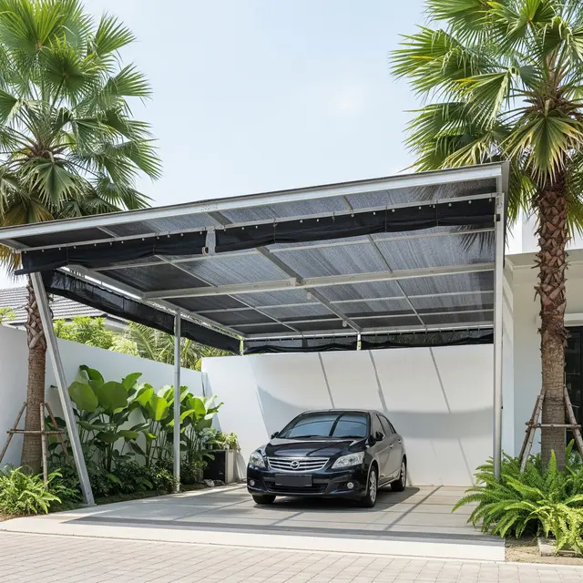 Desain Paranet untuk Carport