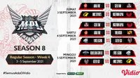 Saksikan, Link Live Streaming MPL Indonesia Season 8 Pekan Keempat di Vidio 3-5 September 2021. (Sumber : dok. vidio.com)