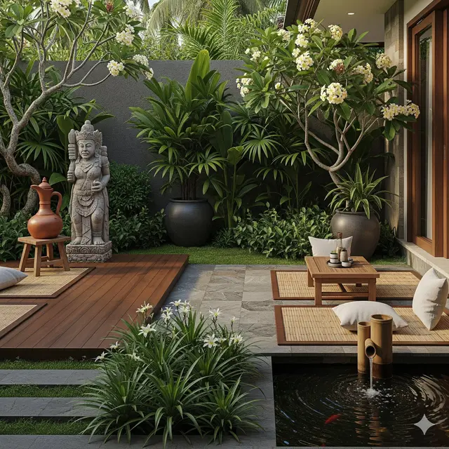 Lesehan Ala Bali dengan Elemen Alam
