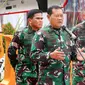 Panglima TNI Laksamana Yudo Margono (depan) didampingi KSAD Jenderal TNI Dudung Abdurachman, KSAL Laksamana Muhammad Ali, dan KSAU Marsekal TNI Fadjar Prasetyo menyampaikan sambutan pada Rapat Pimpinan TNI Tahun 2023 di Museum Satria Mandala, Jakarta, Kamis (9/2/2023). Dalam rapat tersebut Panglima TNI menyampaikan program prioritas TNI tahun 2023 serta memberikan penghargaan kepada para prajurit berprestasi. (Liputan6.com/Herman Zakharia)