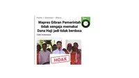 Cek fakta judul artikel Wapres Gibran terkait dana haji