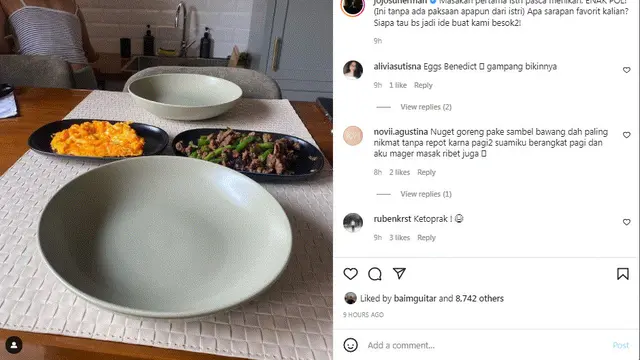 Joshua Suherman puji masakan pertama Clairine Clay setelah resmi menjadi pasangan suami istri