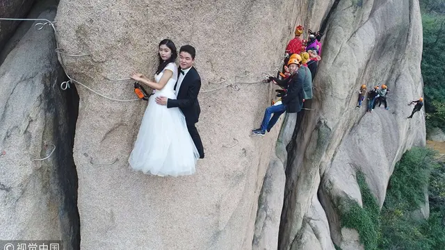 Photoshoot pernikahan pasangan di Tiongkok