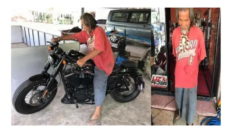 Kakek Lusuh Beli Harley-Davidson