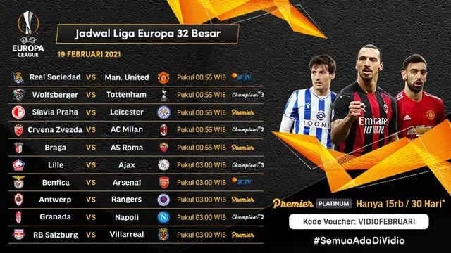 Jadwal Liga Europa Musim 2020-2021 Babak 32 Besar