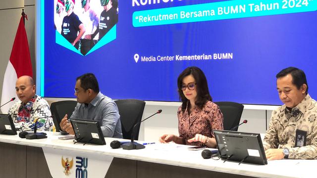 Konferensi pers rekrutmen bersama BUMN tahun 2024, Jumat (22/3/2024). (Foto: Liputan6.com/Tira S)