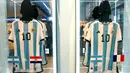 Menyusul kemenangan Argentina di Piala Dunia 2022, jersey Lionel Messi dilelang dan diperkirakan akan terjual dengan harga yang cukup tinggi. (TIMOTHY A. CLARY / AFP)