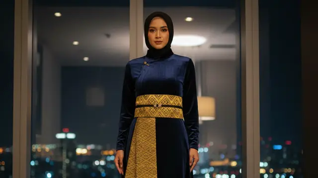 Model Gamis Kebaya dengan Obi untuk Acara Kantor