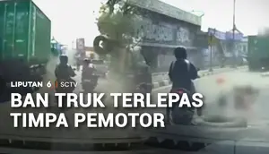 Ban Truk Terlepas Timpa Pemotor