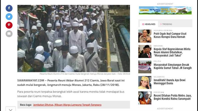 [Cek Fakta] Peserta Reuni Alumni 212 Sudah Mulai Jalan ke Monas?