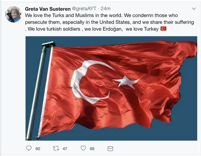 Akun Twitter dua mantan host Fox News, Eric Bolling dan Greta Van Susteren, diretas. Para peretas mengirimkan pesan langsung kepada Presiden AS Donald Trump yang menyatakan dukungannya untuk pemerintah Turki dan Presiden Recep Tayyip Erdogan. (Twitter)