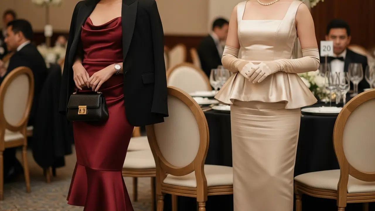 Inspirasi Dress Pesta Peplum High Waist Satin