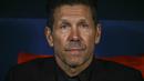Meski musim ini gelar Liga Spanyol hampir mustahil untuk Atletico Madrid, skuad asuhan Simeone masih memiliki kans untuk merebut gelar juara Liga Champions 2025/2026. (AFP/Javier Soriano)