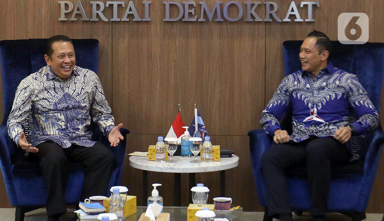 Hari ini, Selasa (16/7/2024), pimpinan MPR RI menyambangi kantor Dewan Pimpinan Pusat (DPP) Partai Demokrat. (Liputan6.com/Herman Zakharia)