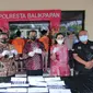 Jumpa pers kasus narkoba di Polresta Balikpapan.