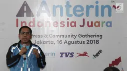 CEO Anterin.id Imron Hamzah memberi sambutan saat peluncuran layanan Anterin.id di Jakarta, Kamis (16/8). Layanan tarif nego di Anterin.id diklaim menjadi yang pertama di dunia. (Merdeka.com/Iqbal Nugroho)
