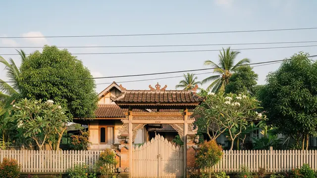 Pagar Kayu dengan Gerbang Tradisional