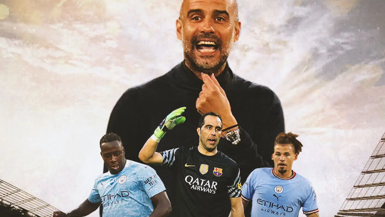 Ilustrasi - Benjamin Mendy, Claudio Bravo, Kalvin Phillips dan Pep Guardiola